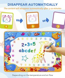 Water Doodle Mat - Kids Painting Writing Color Doodle Drawing Mat Toy Bring Magic Pens Educational Toys for Age 2 3 4 5 6 7 Year Old Girls Boys Age Toddler Gift
