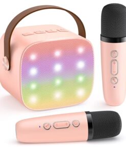 Mini Karaoke Machine for Kids Adults, Bluetooth Speaker with 2 Wireless Microphones, TOP Christmas Birthday Gifts Toys for Girls Ages 3, 4, 5, 6, 7, 8, 9,10,11,12+ Years Old Toddler (Lightpink)