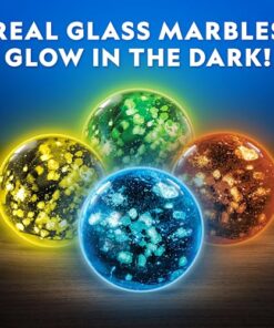 NATIONAL GEOGRAPHIC Glowing Marble Run – Construction Set with 15 Glow in The Dark Glass Marbles & Storage Bag, STEM Gifts for Boys and Girls, Building Project Toy (Amazon Exclusive)