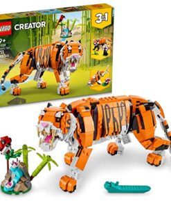 LEGO Creator 3 in 1 Majestic Tiger Building Set, Transforms from Tiger to Panda or Koi Fish Set, Animal Figures, Collectible Building Toy, Gifts for Kids, Boys & Girls 9 Plus Years Old, 31129