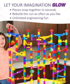 Marble Genius Marble Run Race Track - 300-Piece Multicolor Glow Extreme Set - STEM Building Toy & Marble Race Set for Kids Ages 4+