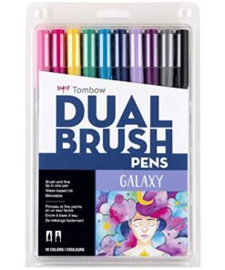 Tombow 56188 Dual Brush Pen Art Markers, Galaxy, 10-Pack. Blendable, Brush and Fine Tip Markers