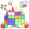 PicassoTiles 60 Piece Set 60pcs Magnet Building Tiles Clear Magnetic 3D Blocks Construction Playboards - Creativity Beyond Imagination, Inspirational, Recreational, Educational, Conventional