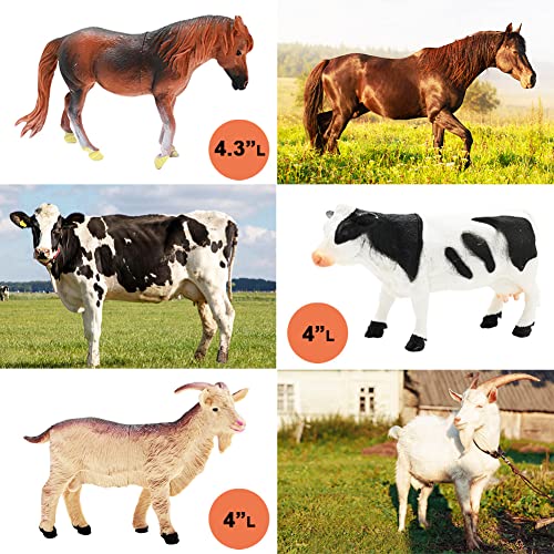 Kimicare 3 Pack Farm Toy Tractor with 40pcs Plastic Farm Animals Figurines and Fence Farm Playset, Farm Figures Farmer Vehicle Toy Truck with Trailer for 3-12 Years Old Kids Boys Girls Toddlers