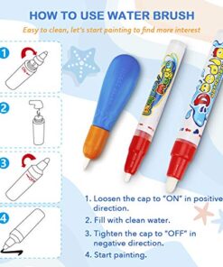 Water Doodle Mat - Kids Painting Writing Color Doodle Drawing Mat Toy Bring Magic Pens Educational Toys for Age 2 3 4 5 6 7 Year Old Girls Boys Age Toddler Gift