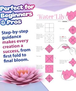 Pinwheel Crafts Flower Origami Kit for Kids Ages 8-12 | 150 Pcs Origami Paper Kit w/Multicolor Folding Papers, Chenille Stems,Buttons and Jewels, Arts and Crafts Paper Book for Kids Ages 6+