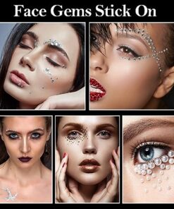 Face Gems Stick On, 2089 Pcs Halloween Face Jewels for Makeup Festival Concert Face Stickers Self Adhesive Rhinestone Stickers for Face Hair Eye Nail Crafts