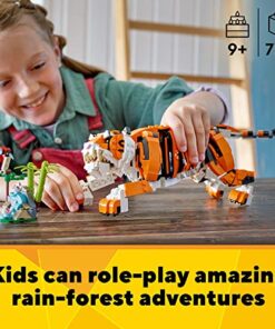 LEGO Creator 3 in 1 Majestic Tiger Building Set, Transforms from Tiger to Panda or Koi Fish Set, Animal Figures, Collectible Building Toy, Gifts for Kids, Boys & Girls 9 Plus Years Old, 31129