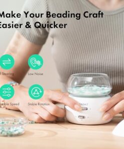 Beadact Electric Bead Spinner, 2-in-1 Battery-Powered Clay Bead Spinner with Beading Needles and Elastic String for Friendship Bracelet Making, Gift