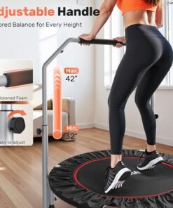 BCAN 40/48" Foldable Mini Trampoline Max Load 330lbs/440lbs, Fitness Rebounder with Adjustable Foam Handle, Exercise Trampoline for Adults Indoor/Garden Workout
