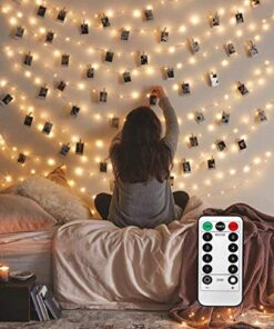 LECLSTAR 50 LED Photo Clips String Lights, 17ft with Remote - 8 Modes Fairy Lights to Clip on Pictures, Photos, Cards