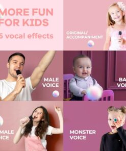 Mini Karaoke Machine for Kids Adults, Bluetooth Speaker with 2 Wireless Microphones, TOP Christmas Birthday Gifts Toys for Girls Ages 3, 4, 5, 6, 7, 8, 9,10,11,12+ Years Old Toddler (Lightpink)