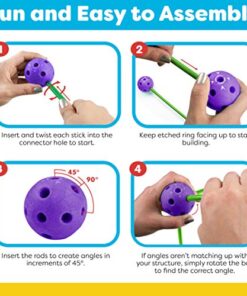 Fun Forts Glow Fort Building Kit for Kids - 81 Pack Glow in The Dark STEM Building Toys Indoor Outdoor Play Tent for Kids Construction Toys with 53 Rods and 28 Spheres