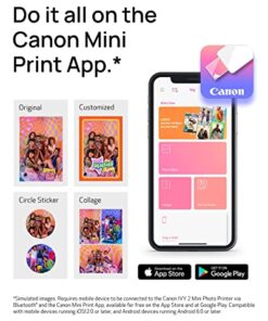 Canon Ivy 2 Mini Photo Printer, Print from Compatible iOS & Android Devices, Sticky-Back Prints, Pure White