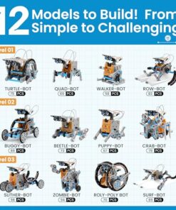 Sillbird 12-in-1 Solar Robot Building Kit STEM Gift for Boys Aged 8-13, DIY Science Educational Robotic Toys for Kids Teens Birthday, Powered by The Sun with 190 Pieces
