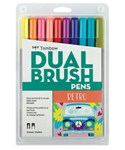 Tombow 56217 Dual Brush Pen Art Markers, Retro, 10-Pack. Blendable, Brush and Fine Tip Markers