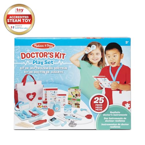 Melissa & Doug Get Well Doctor Kit, 25-Piece Toddler Doctor Play Set, Realistic Pretend Play Toys & Accessories, Preschool Toys for Girls & Boys Ages 3+