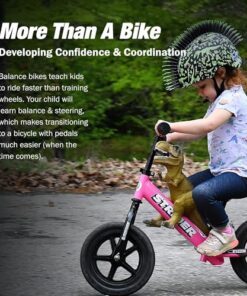 Strider 12” Sport Bike - No Pedal Balance Bicycle for Kids 1 to 4 Years - Includes Safety Pad, Padded Seat, Mini Grips & Flat-Free Tires - Tool-Free Assembly & Adjustments