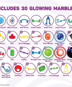 Marble Genius Marble Run Race Track - 300-Piece Multicolor Glow Extreme Set - STEM Building Toy & Marble Race Set for Kids Ages 4+