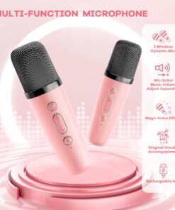 Mini Karaoke Machine for Kids Adults, Bluetooth Speaker with 2 Wireless Microphones, TOP Christmas Birthday Gifts Toys for Girls Ages 3, 4, 5, 6, 7, 8, 9,10,11,12+ Years Old Toddler (Lightpink)