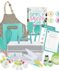 TOVLA JR Kids Real Cooking and Baking Ultimate Gift Set | Montessori Kid-Safe Knives, Apron, Visual Cookbook, Timer, Storage Case & Tools | Premium Christmas & Birthday Gift for Girls & Boys Ages 6–12