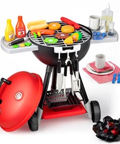 JOYIN 34 PCS Kitchen Toy Set, BBQ Play Grill, Cooking Toy Set, Little Chef Play, Kids Grill Playset Interactive BBQ for Kids with Light & Sound, Christmas Birthday Gift for Boys Girls
