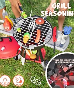 JOYIN 34 PCS Kitchen Toy Set, BBQ Play Grill, Cooking Toy Set, Little Chef Play, Kids Grill Playset Interactive BBQ for Kids with Light & Sound, Christmas Birthday Gift for Boys Girls