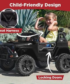 Best Choice Products 12V Kids Ride On Truck Car w/Parent Remote Control, Spring Suspension, LED Lights, AUX Port - Black