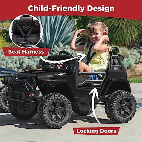 Best Choice Products 12V Kids Ride On Truck Car w/Parent Remote Control, Spring Suspension, LED Lights, AUX Port - Black