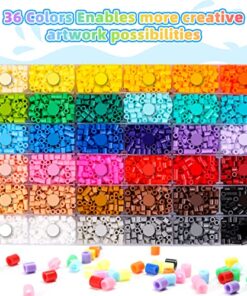 Meland Fuse Beads Kit - 11,000 pcs 36 Color Beads for Craft for Girls Age 5-12 Year Old,5MM Melty Beads Set Including 5 Pegboards, Ironing Paper & Chain Accessories Iron Beads Christmas Birthday Gift