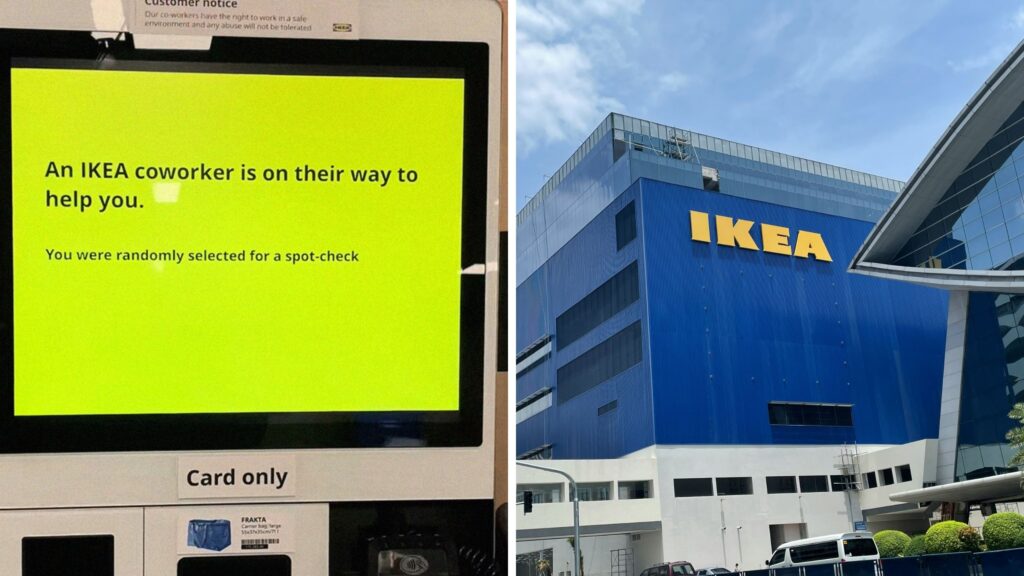 woman shares ikea experience (l) ikea store front (r)